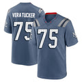 Elroe NE.Patriots #75 Alijah Vera-Tucker Player Blue Rivalries Collection Home Game Stitched Jerseys