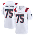 Elroe NE.Patriots #75 Alijah Vera-Tucker Player White Home Game Stitched Jerseys