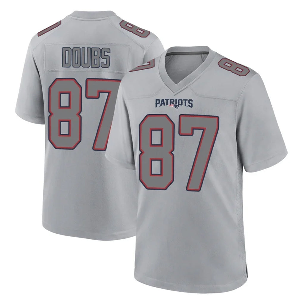 Elroe NE.Patriots #87 Romeo Doubs Player Gray Fashion Limited Home Game Stitched Jerseys