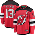 Elroe N.Jersey Devils #13 Nico Hischier Red Captain Patch Home Breakaway Jerseys