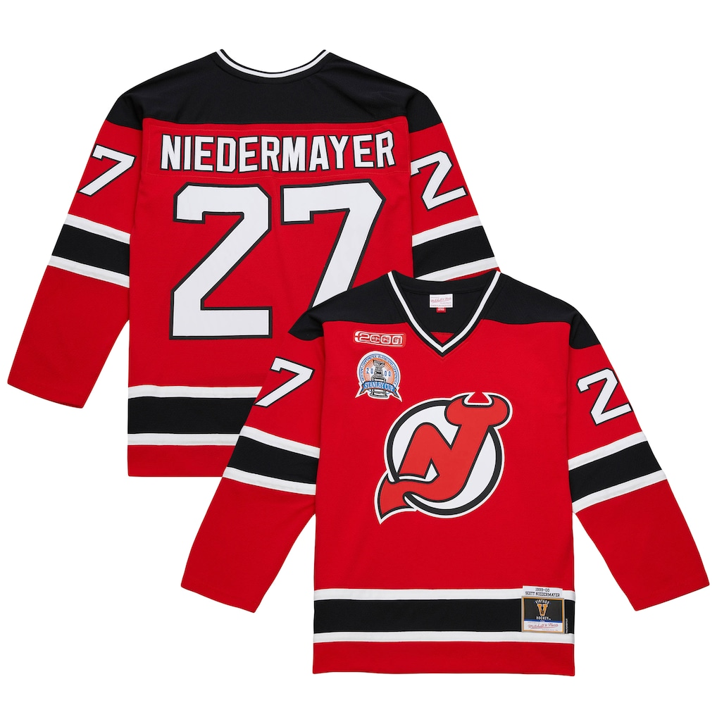 Elroe N.Jersey Devils #27 Scott Niedermayer Mitchell & Ness Red Big & Tall 199900 Blue Line 2.0 Jerseys