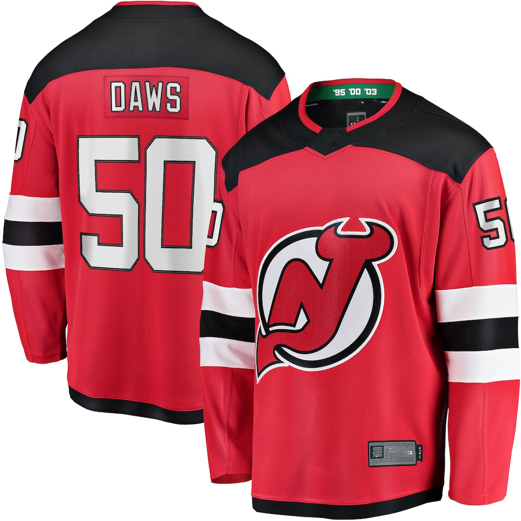 Elroe N.Jersey Devils #50 Nico Daws Red Home Breakaway Player Jerseys