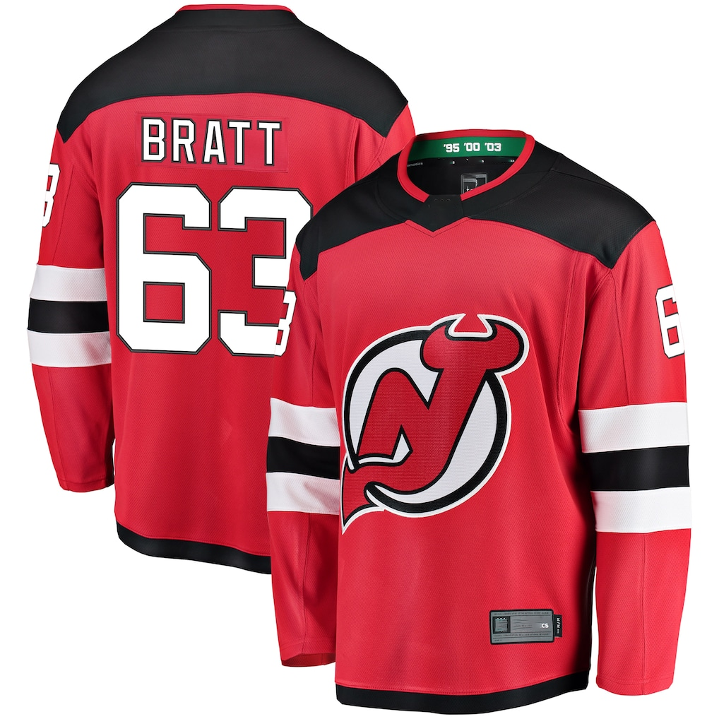 Elroe N.Jersey Devils #63 Jesper Bratt Red Home Breakaway Player Jerseys