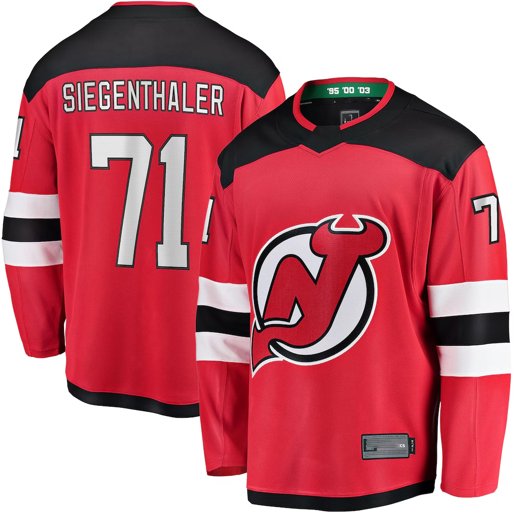 Elroe N.Jersey Devils #71 Jonas Siegenthaler Red Home Breakaway Player Jerseys