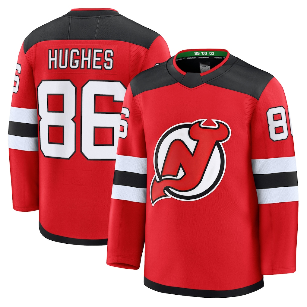 Elroe N.Jersey Devils #86 Jack Hughes Red Home Premium Jerseys