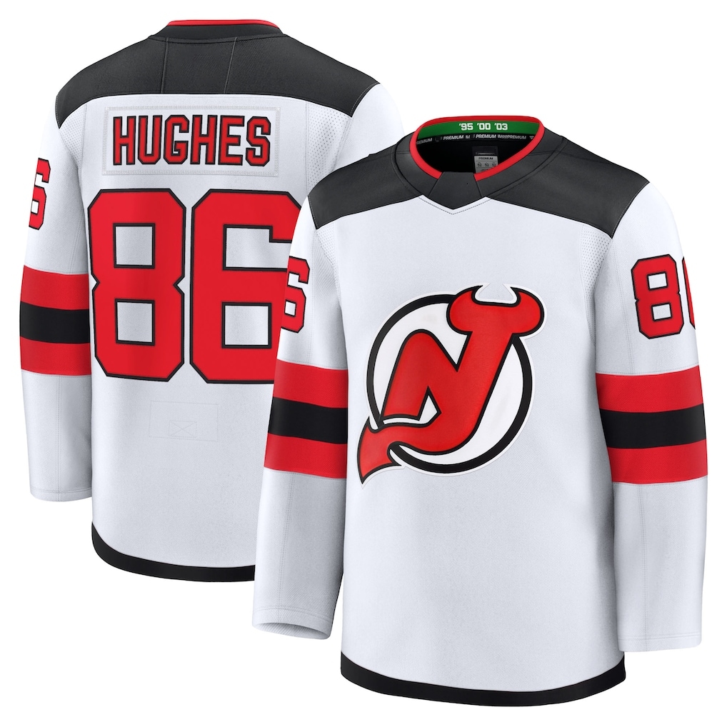 Elroe N.Jersey Devils #86 Jack Hughes White Away Premium Jerseys