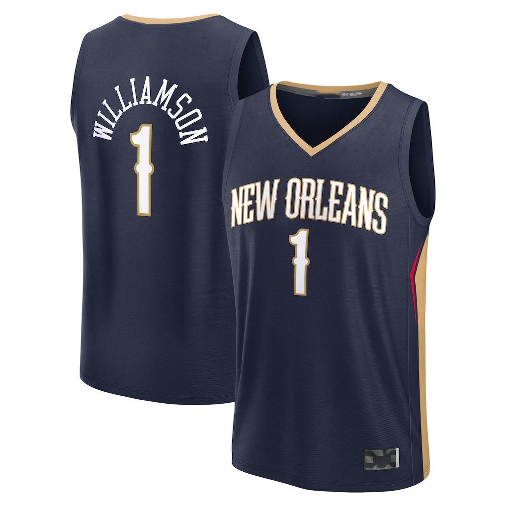 Elroe NO.Pelicans #1 Zion Williamson Navy Fast Break Replica Player Stitched Jerseys- Icon Edition