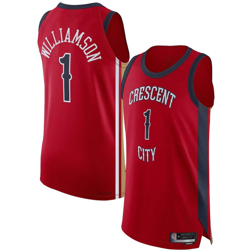 Elroe NO.Pelicans #1 Zion Williamson Red Authentic Stitched Jerseys- Statement Edition