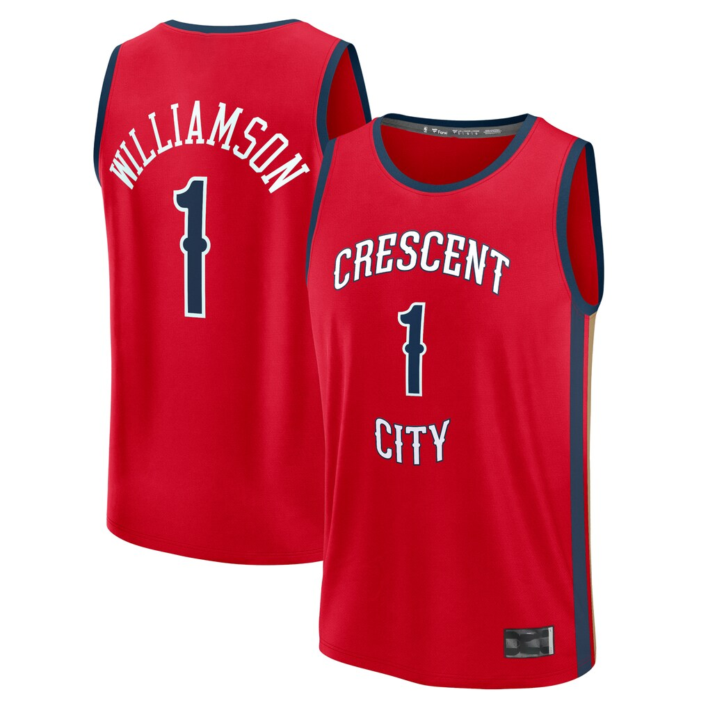 Elroe NO.Pelicans #1 Zion Williamson Red Fast Break Replica Player Stitched Jerseys- Statement Edition