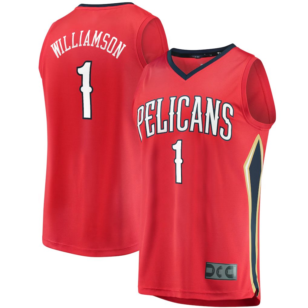 Elroe NO.Pelicans #1 Zion Williamson Red Replica Fast Break Stitched Jerseys- Statement Edition