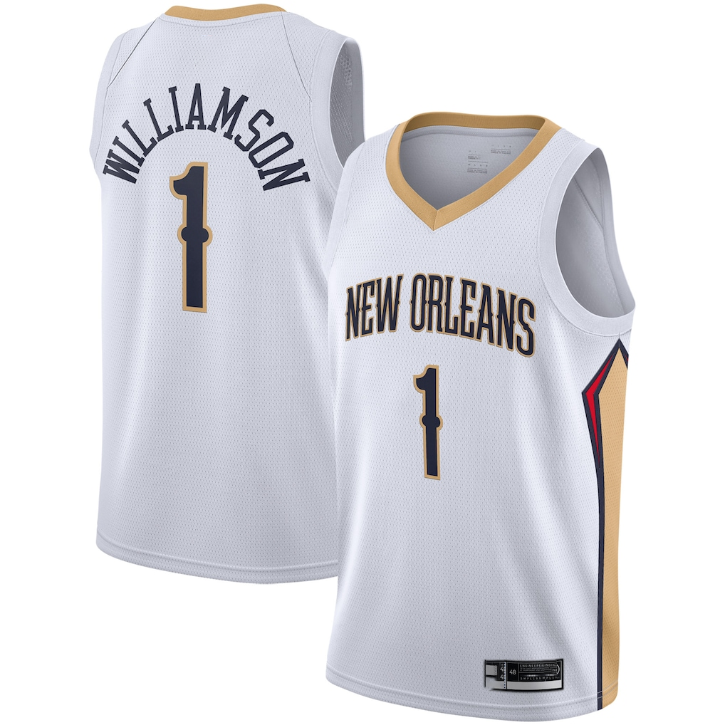 Elroe NO.Pelicans #1 Zion Williamson White 2019-2020 Swingman Stitched Jerseys- Association Edition