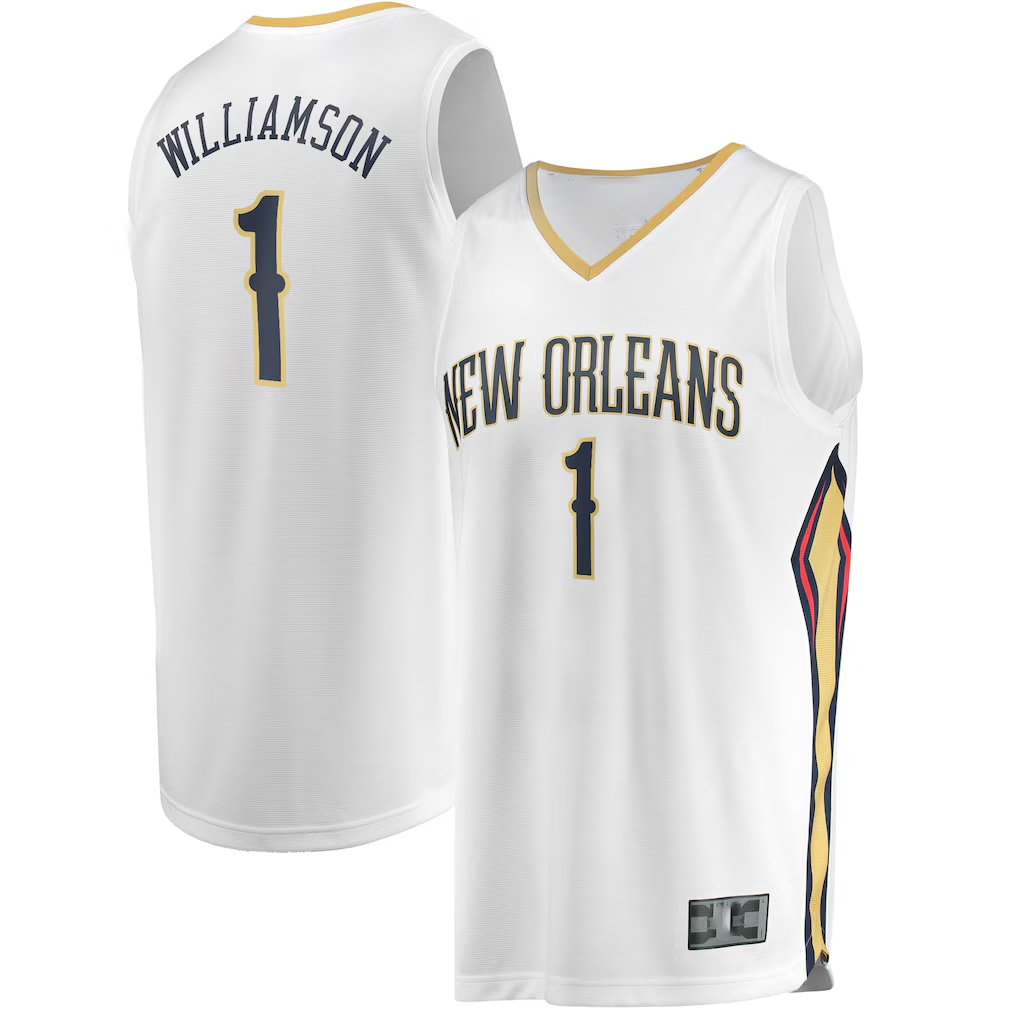 Elroe NO.Pelicans #1 Zion Williamson White Replica Fast Break Stitched Jerseys- Association Edition