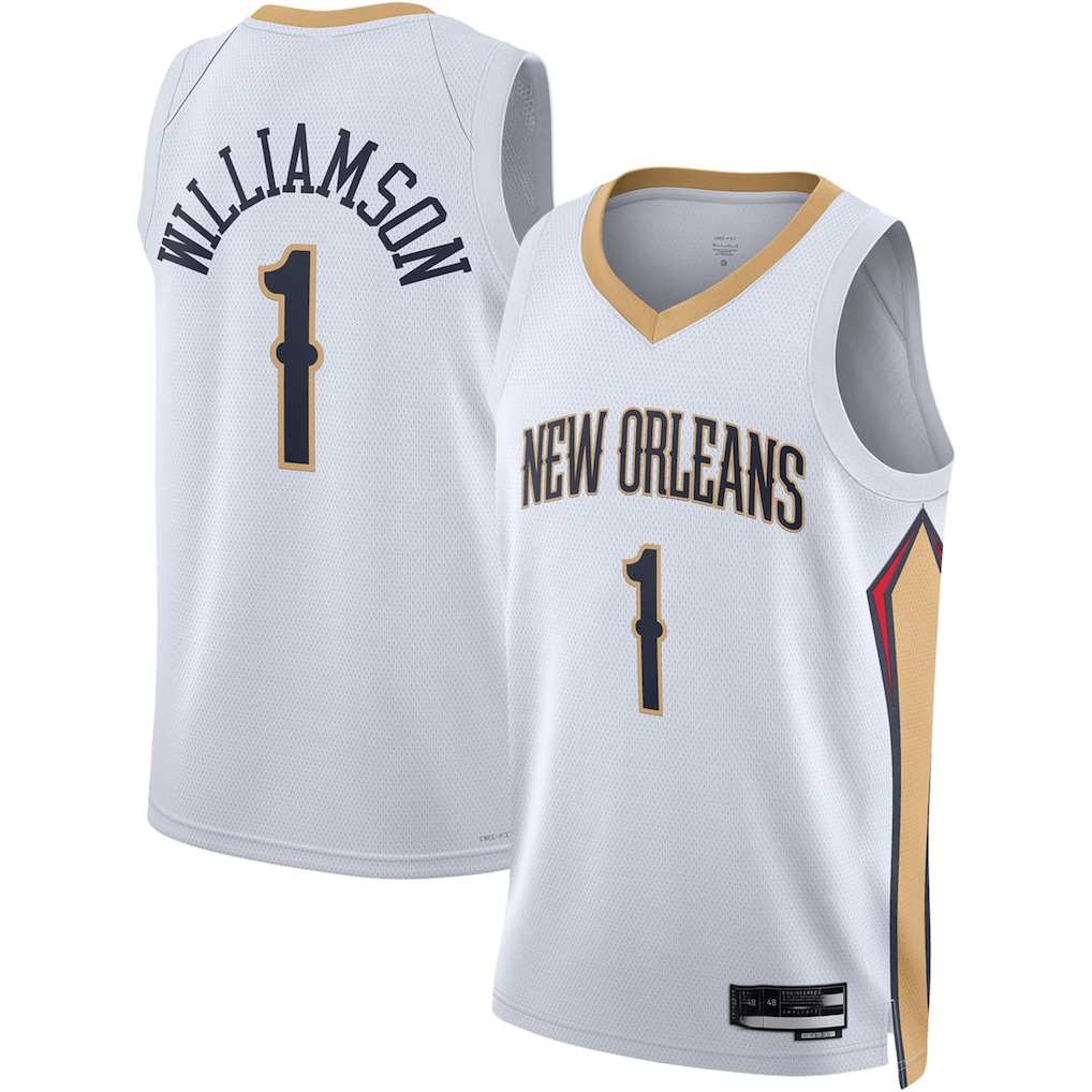 Elroe NO.Pelicans #1 Zion Williamson White Swingman Stitched Jerseys- Association Edition
