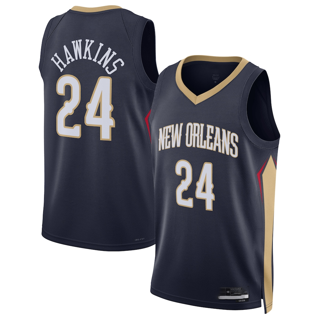 Elroe NO.Pelicans #24 Jordan Hawkins Navy Swingman Stitched Jerseys- Icon Edition