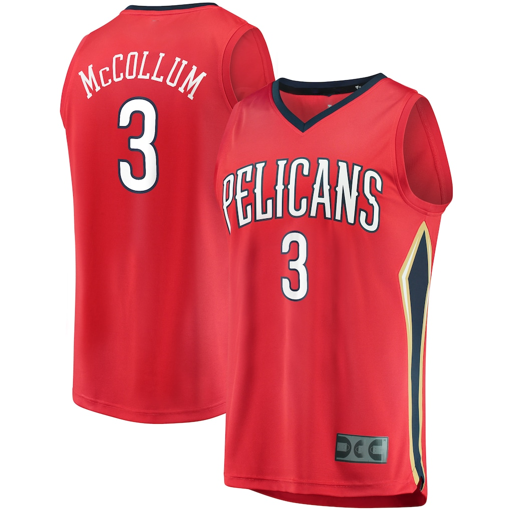 Elroe NO.Pelicans #3 C.J. McCollum Red Fast Break Replica Player Stitched Jerseys- Statement Edition