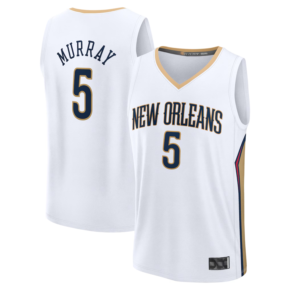 Elroe NO.Pelicans #5 Dejounte Murray White Fast Break Replica Player Stitched Jerseys- Association Edition