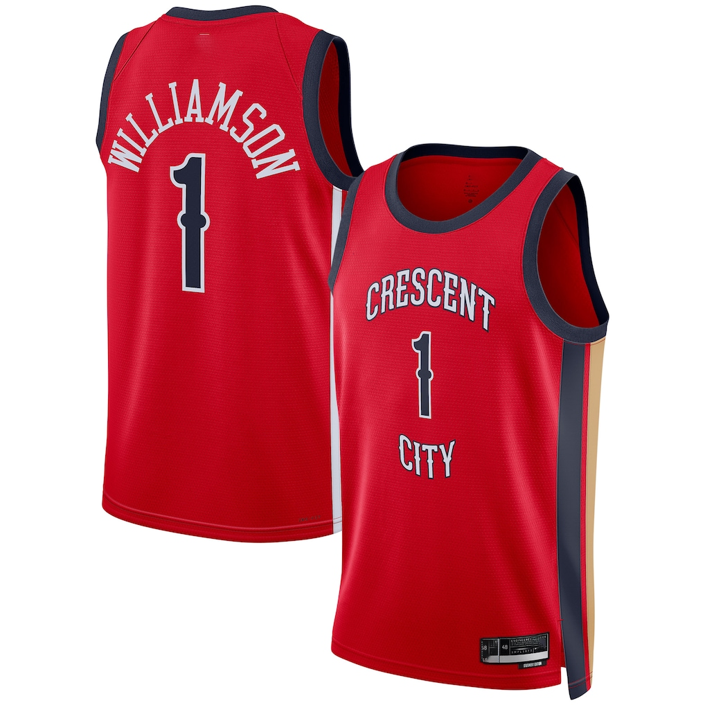 Elroe NO.Pelicans #1 Zion Williamson Red Swingman Stitched Jerseys- Statement Edition