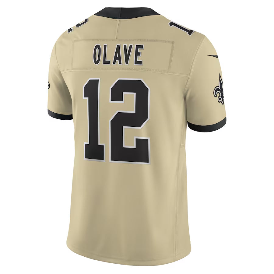 Elroe NO.Saints #12 Chris Olave Player Gold Alternate Vapor F.U.S.E. Limited Stitched Jerseys