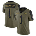 Elroe NO.Saints #1 Kool-Aid McKinstry Player Olive Salute To Service Limited Game Stitched Jerseys