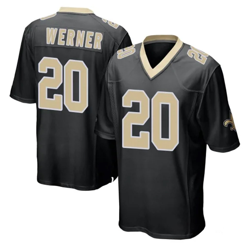 Elroe NO.Saints #20 Pete Werner Player Black Home Game Stitched Jerseys