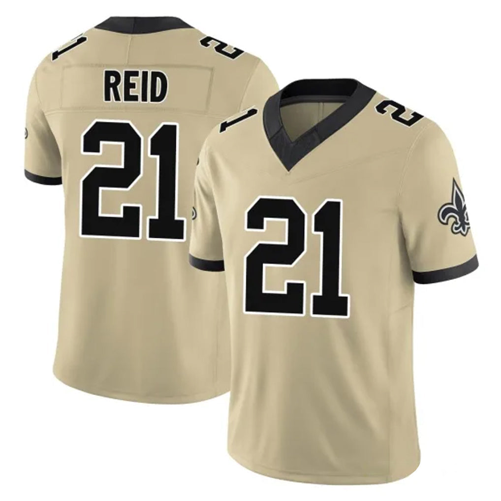 Elroe NO.Saints #21 Justin Reid Player Gold Limited Vapor F.U.S.E. Home Game Stitched Jerseys