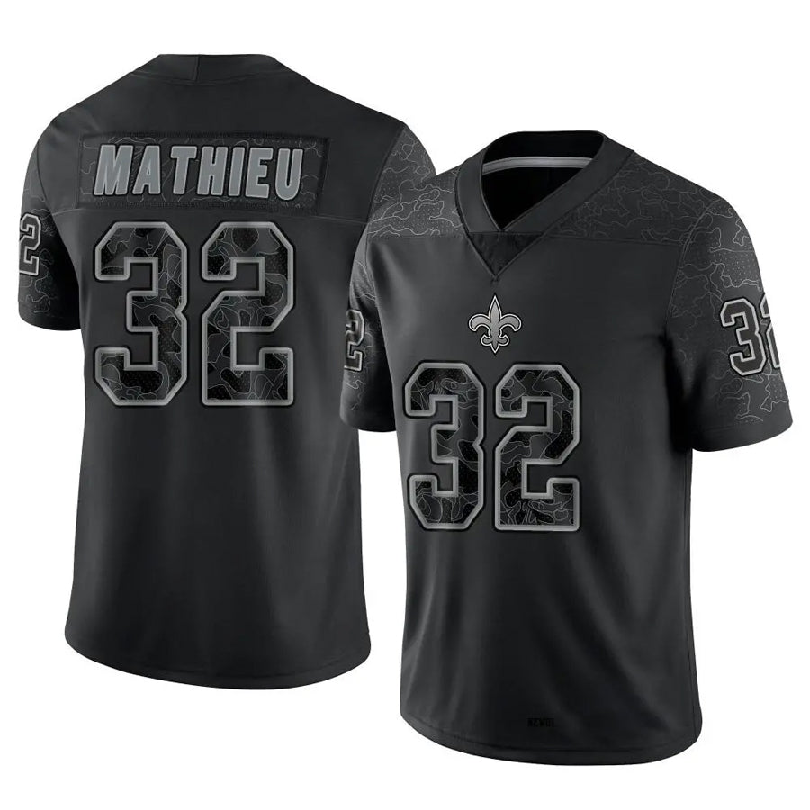 Elroe NO.Saints #32 Tyrann Mathieu Player Black RFLCTV Limited Stitched Jerseys