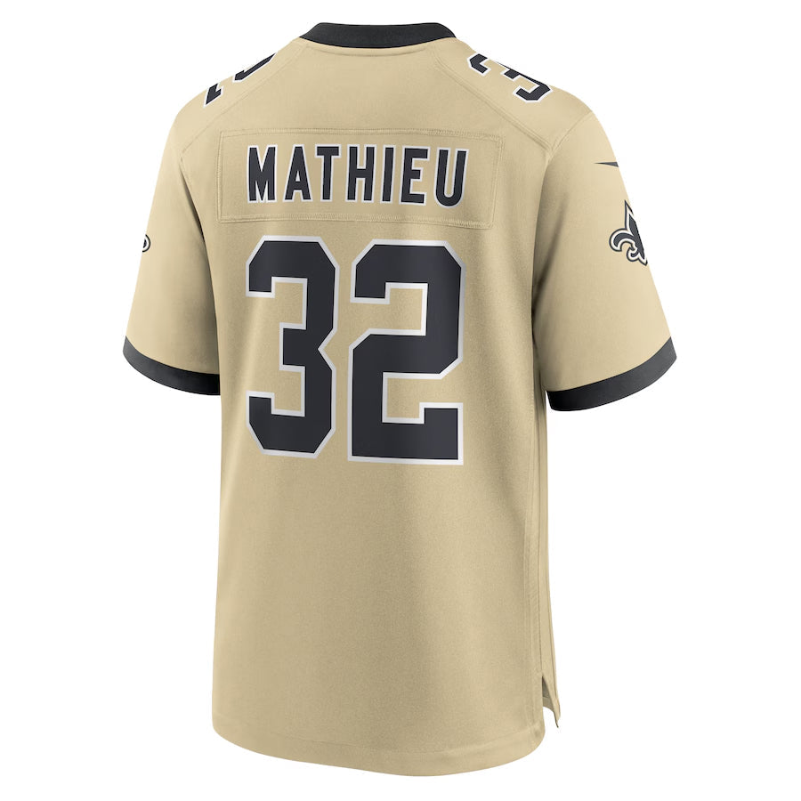 Elroe NO.Saints #32 Tyrann Mathieu Player Gold Alternate Game Stitched Jerseys