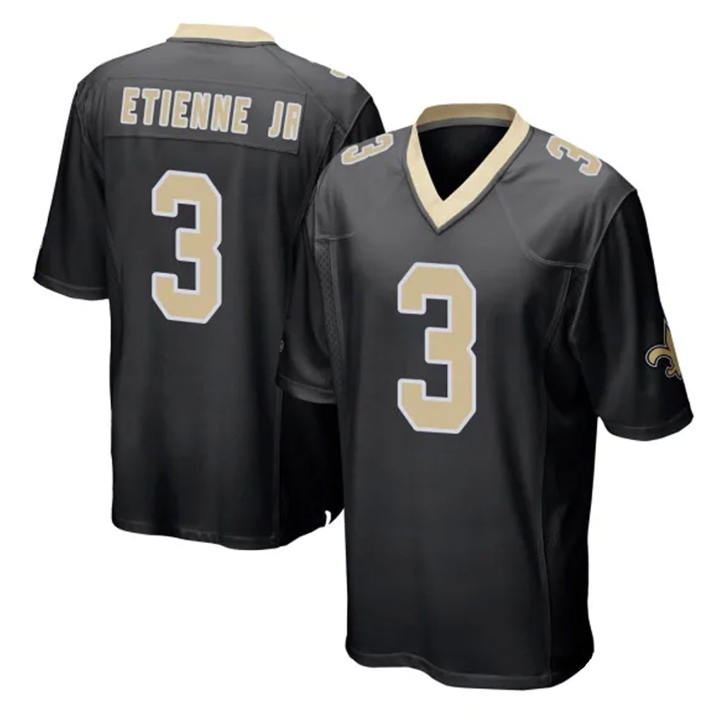 Elroe NO.Saints #3 Travis Etienne Jr. Player Black Home Game Stitched Jerseys