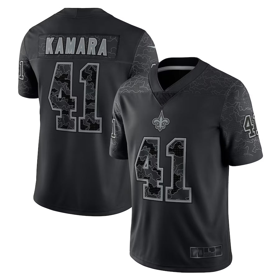 Elroe NO.Saints #41 Alvin Kamara Player Black RFLCTV Limited Stitched Jerseys