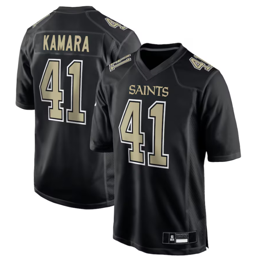 Elroe NO.Saints #41 Alvin Kamara Player Carbon Black Fashion Game Stitched Jerseys