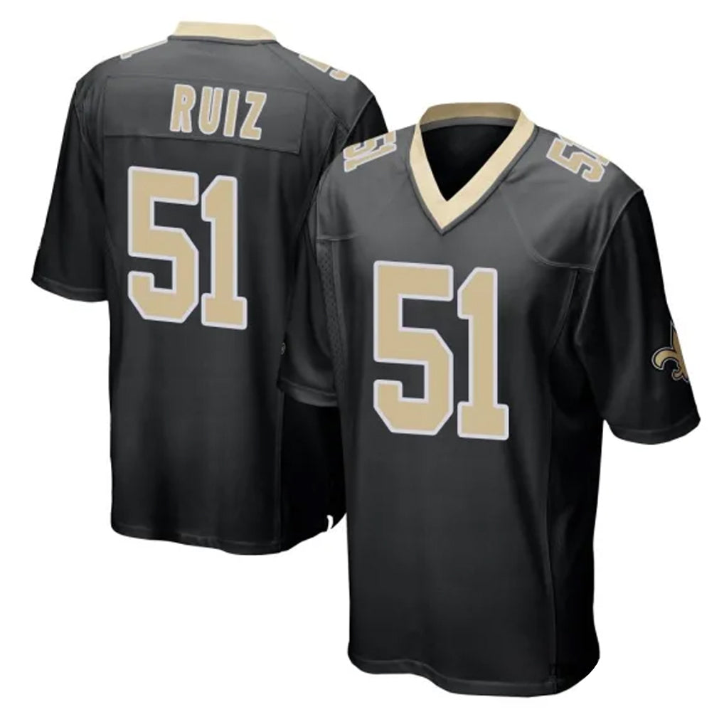 Elroe NO.Saints #51 Cesar Ruiz Player Black Home Game Stitched Jerseys