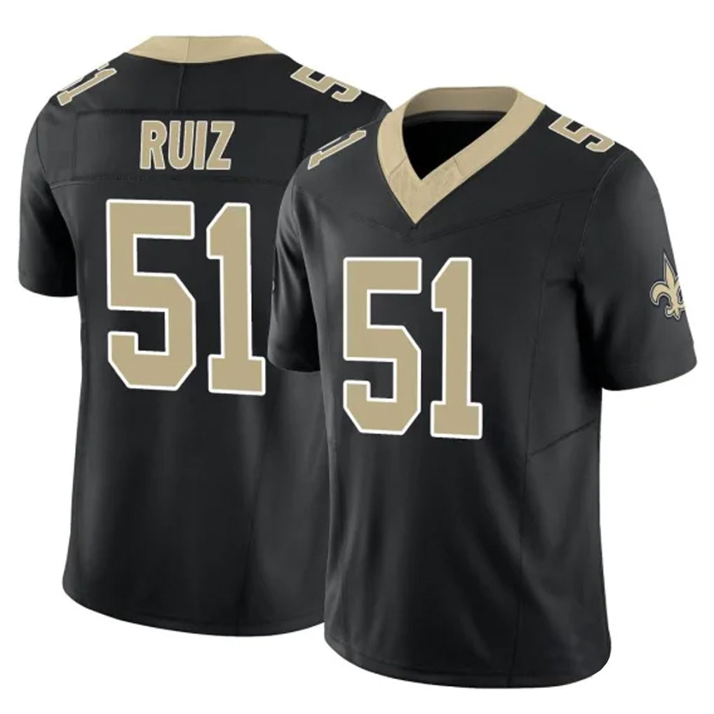 Elroe NO.Saints #51 Cesar Ruiz Player Black Limited Vapor F.U.S.E. Home Game Stitched Jerseys