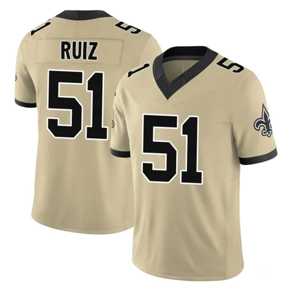 Elroe NO.Saints #51 Cesar Ruiz Player Gold Limited Vapor F.U.S.E. Home Game Stitched Jerseys