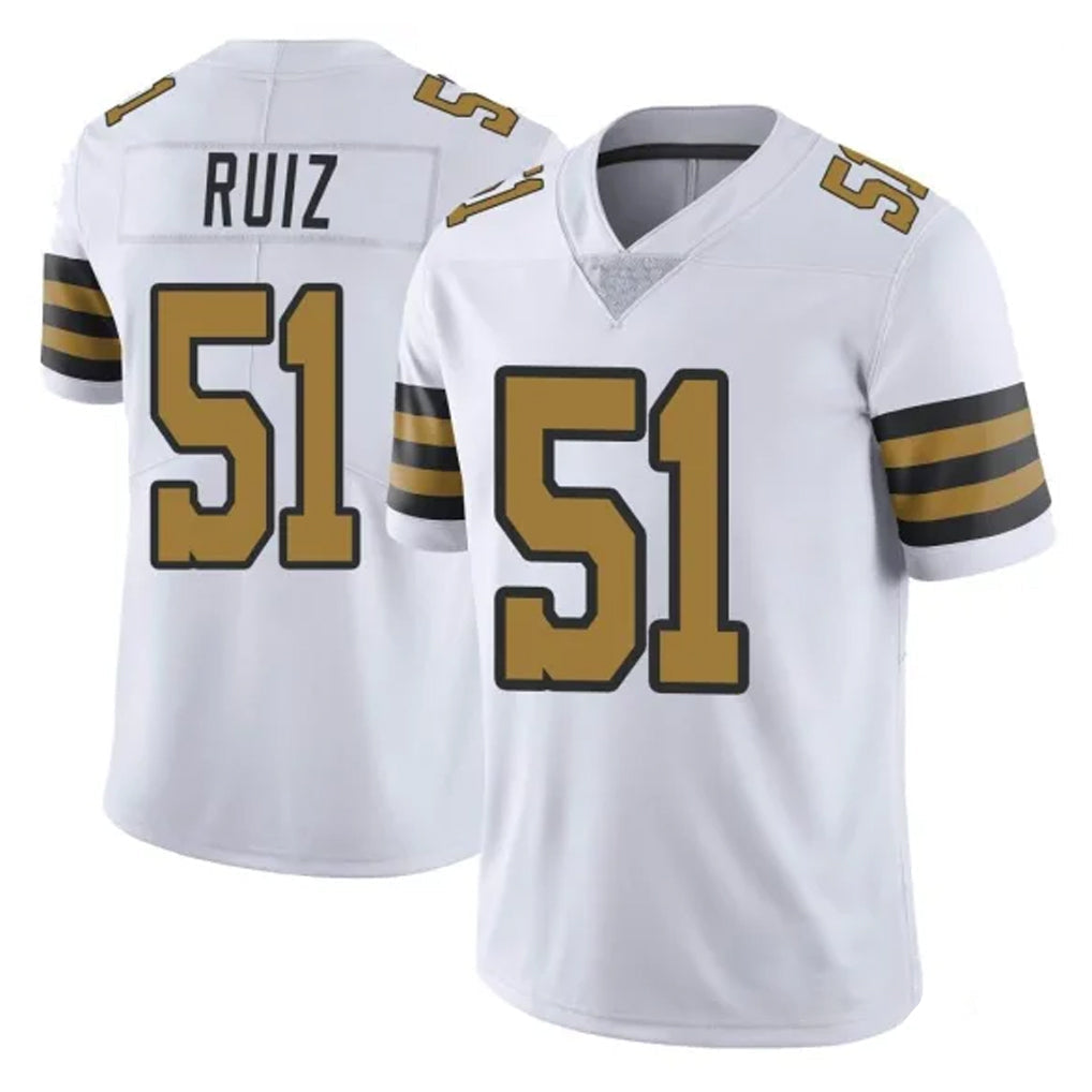 Elroe NO.Saints #51 Cesar Ruiz Player White Limited Color Rush Home Game Stitched Jerseys