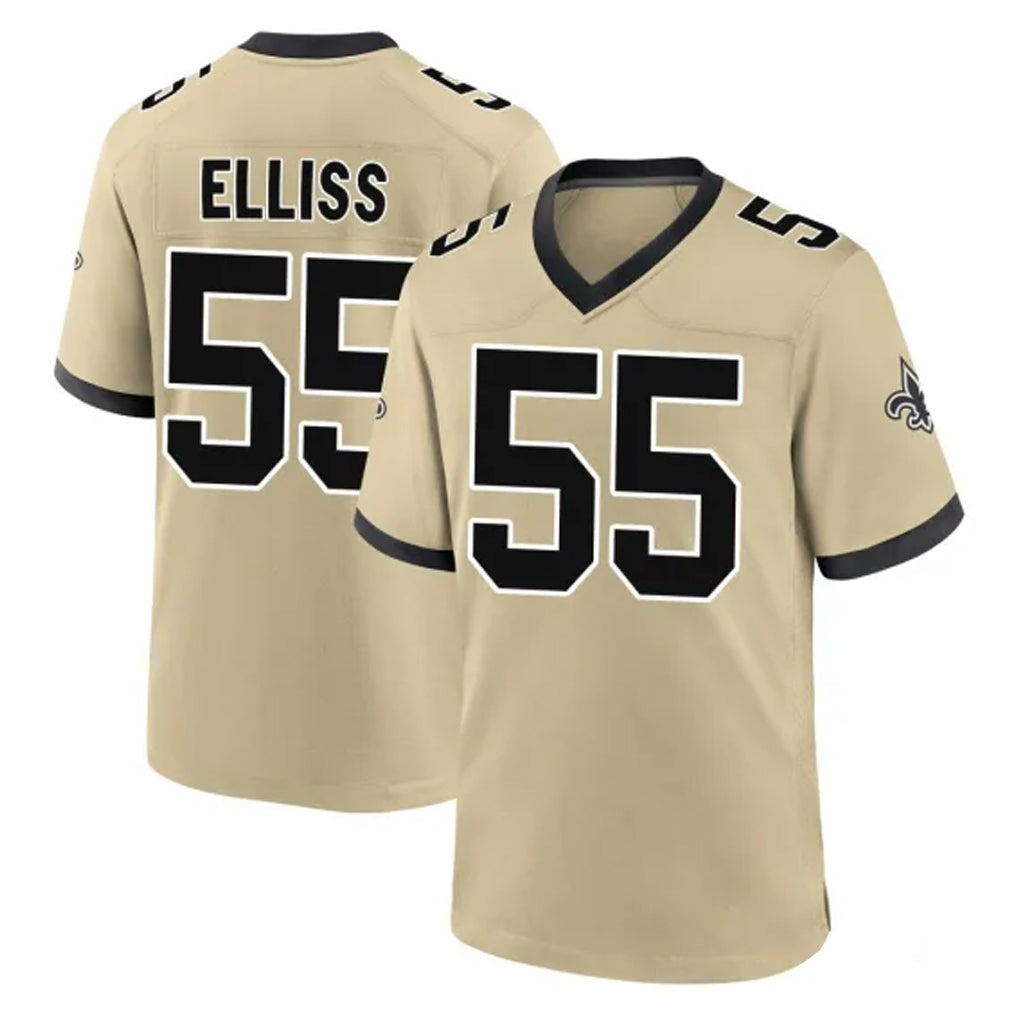 Elroe NO.Saints #55 Kaden Elliss Player Gold Home Game Stitched Jerseys