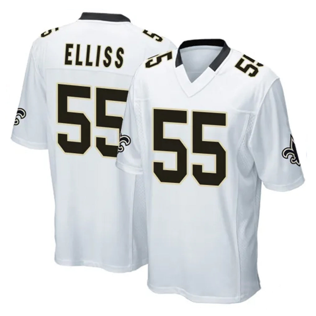 Elroe NO.Saints #55 Kaden Elliss Player White Home Game Stitched Jerseys