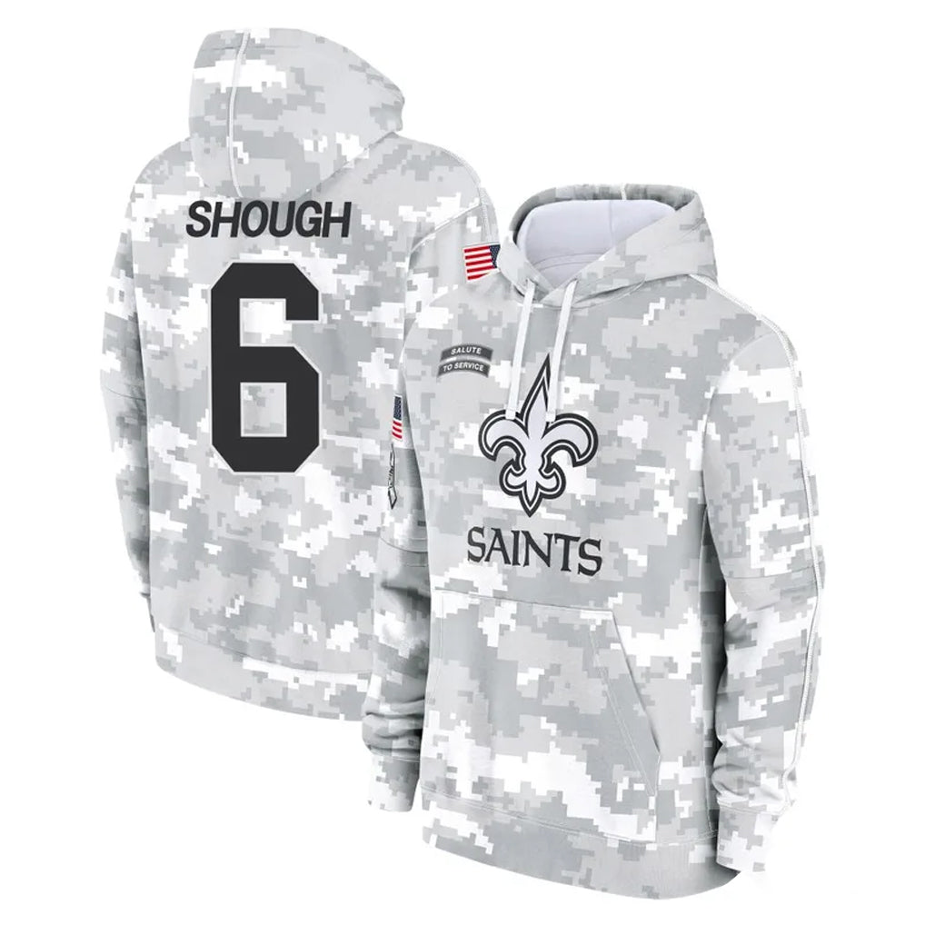 Elroe NO.Saints #6 Tyler Shough Player Arctic Camo Salute to Service Pullover Hoodies Limited Game Stitched Jerseys