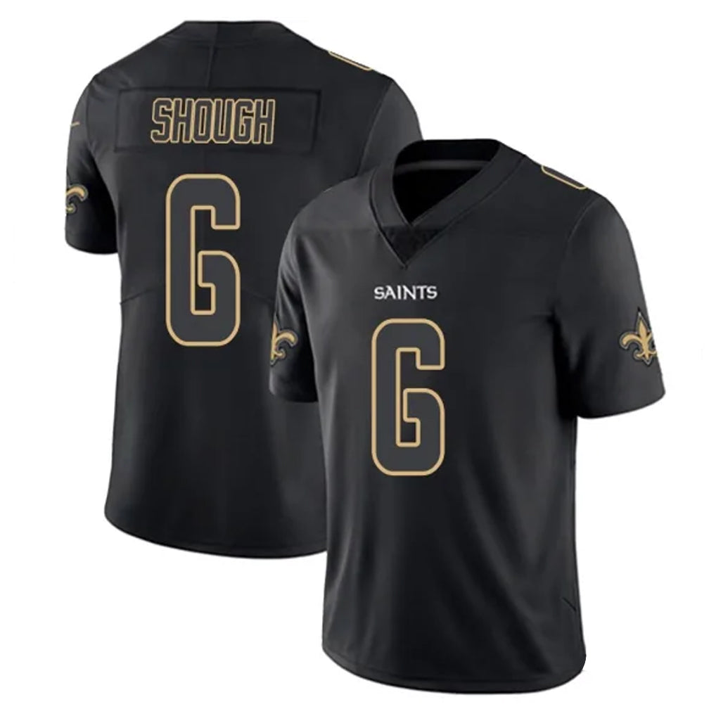 Elroe NO.Saints #6 Tyler Shough Player Black Impact Limited Home Game Stitched Jerseys