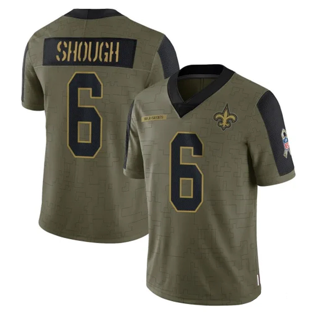 Elroe NO.Saints #6 Tyler Shough Player Olive Salute To Service Limited Game Stitched Jerseys