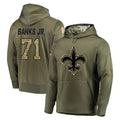 Elroe NO.Saints #71 Kelvin Banks Jr. Player Olive Salute to Service Pullover Hoodies Home Game Stitched Jerseys