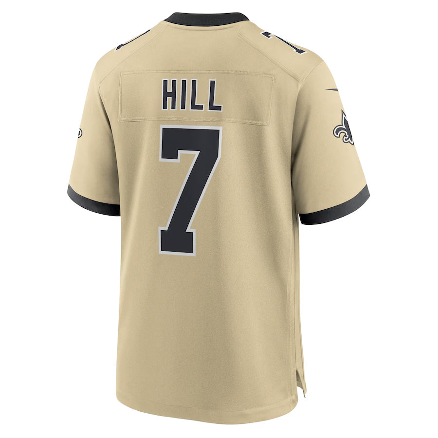 Elroe NO.Saints #7 Taysom Hill Player Gold Alternate Game Stitched Jerseys