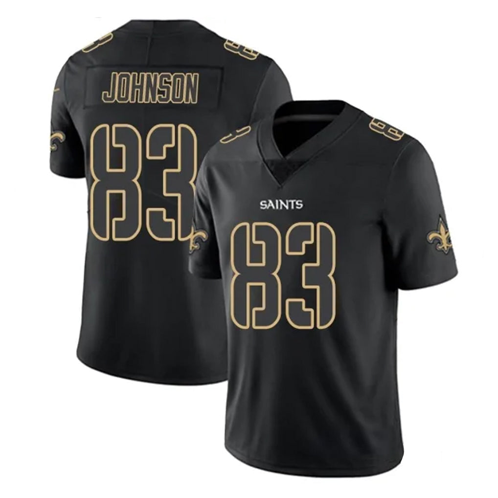 Elroe NO.Saints #83 Juwan Johnson Player Black Impact Limited Home Game Stitched Jerseys