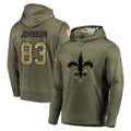 Elroe NO.Saints #83 Juwan Johnson Player Olive Salute to Service Pullover Hoodies Home Game Stitched Jerseys