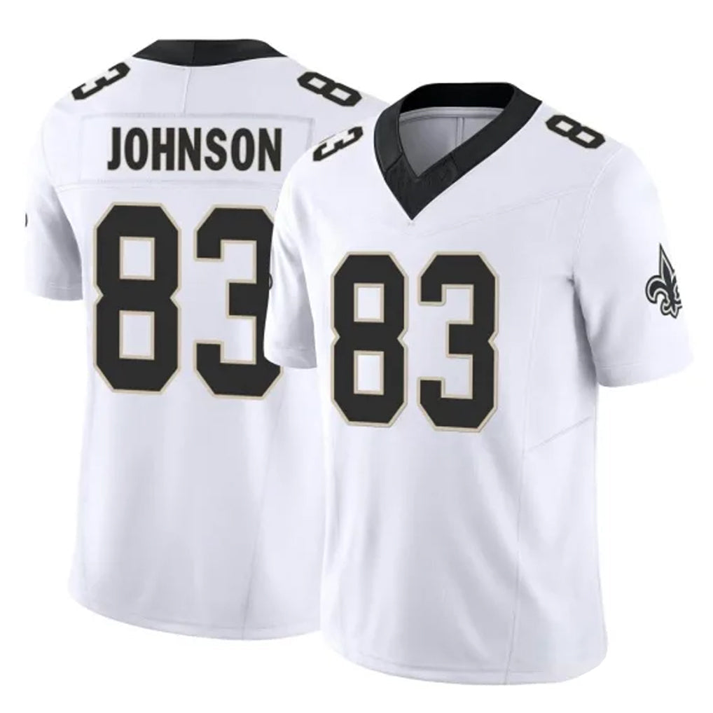 Elroe NO.Saints #83 Juwan Johnson Player White Limited Vapor F.U.S.E. Home Game Stitched Jerseys