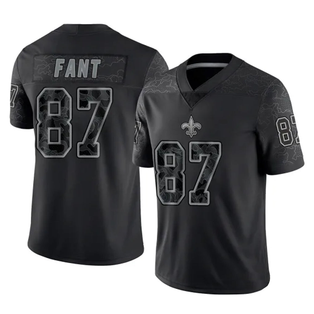 Elroe NO.Saints #87 Noah Fant Player Black Limited Reflective Home Game Stitched Jerseys