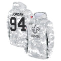 Elroe NO.Saints #94 Cameron Jordan Player Arctic Camo Salute to Service Pullover Hoodies Limited Game Stitched Jerseys