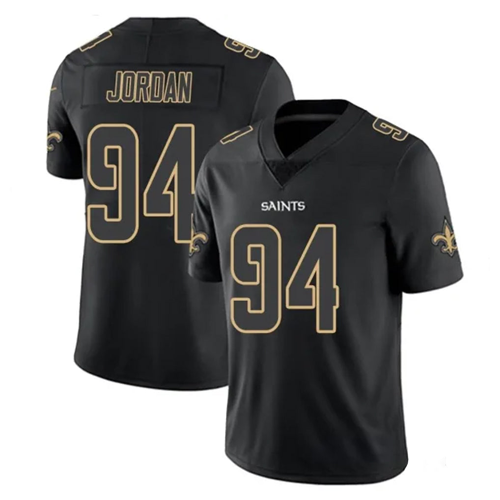 Elroe NO.Saints #94 Cameron Jordan Player Black Impact Limited Home Game Stitched Jerseys