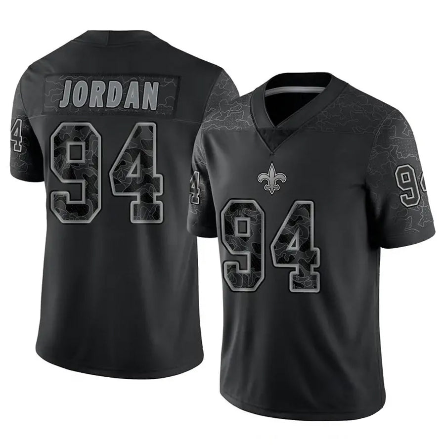 Elroe NO.Saints #94 Cameron Jordan Player Black RFLCTV Limited Stitched Jerseys