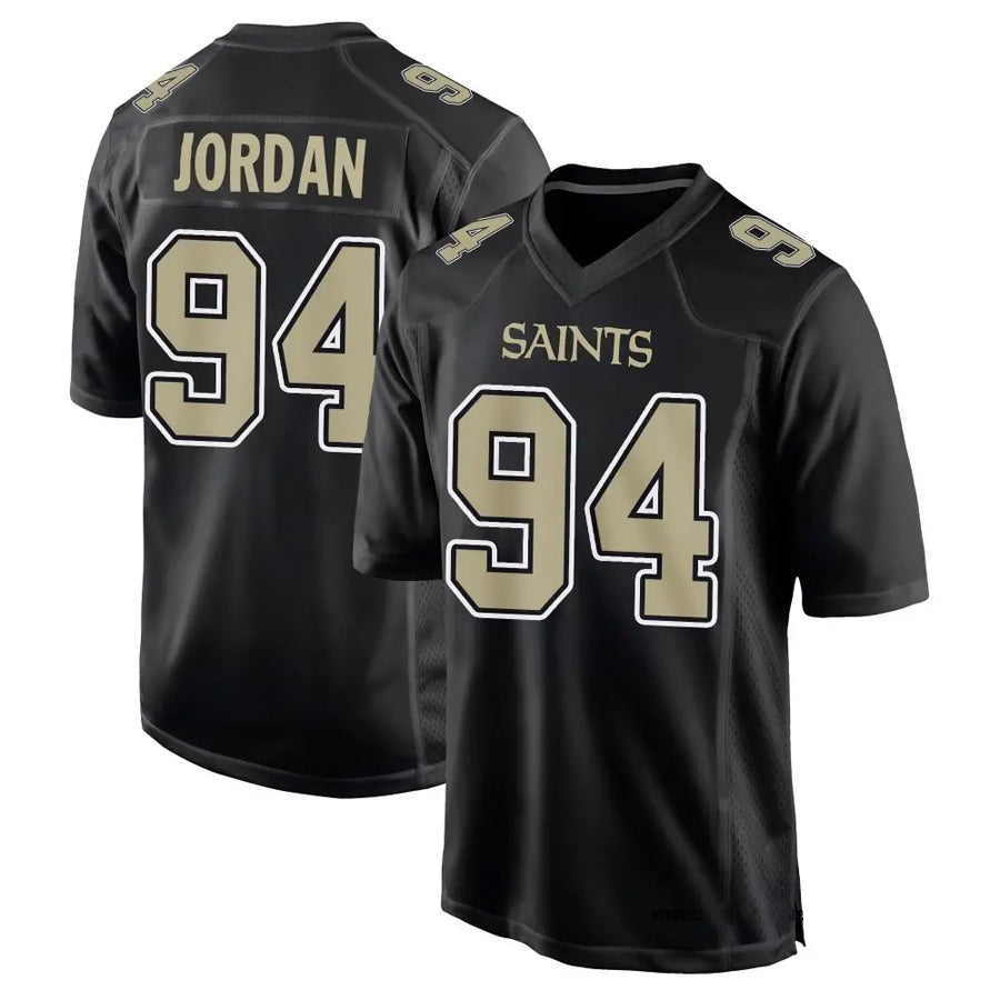 Elroe NO.Saints #94 Cameron Jordan Player Carbon Black Fashion Game Stitched Jerseys
