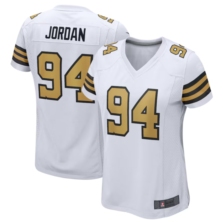 Elroe NO.Saints #94 Cameron Jordan White Elite Player Stitched American Stitched Jerseys